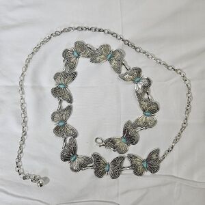 Butterfly chain  Belt Silver Tone Bohemian butterfly belt  one size
